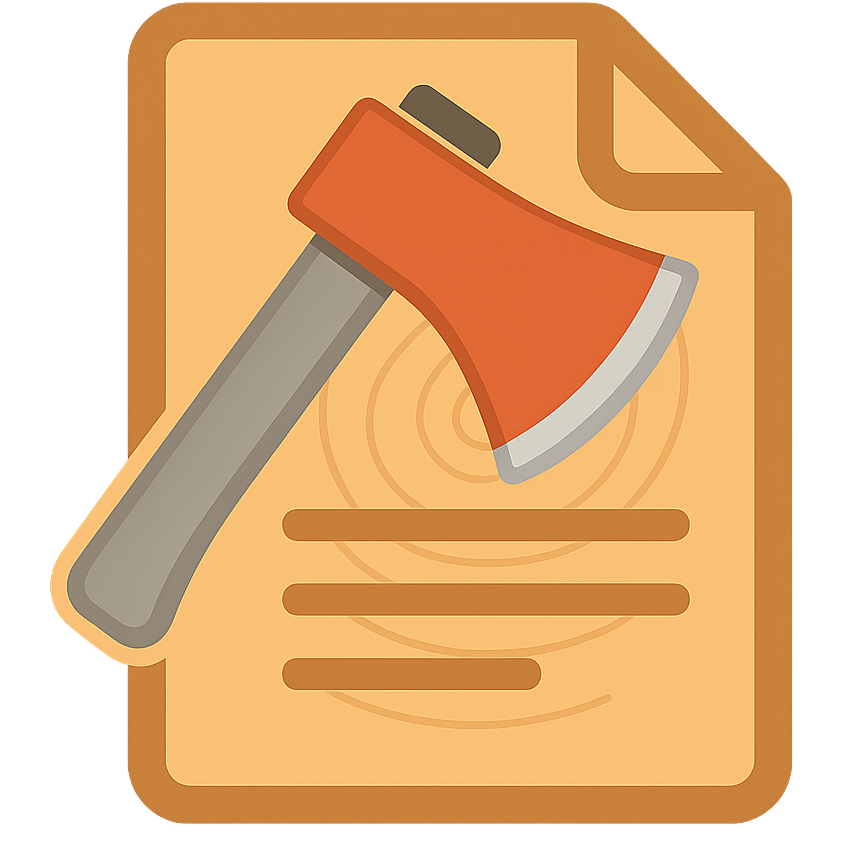 The Hew logo with an axe overlaid a document icon